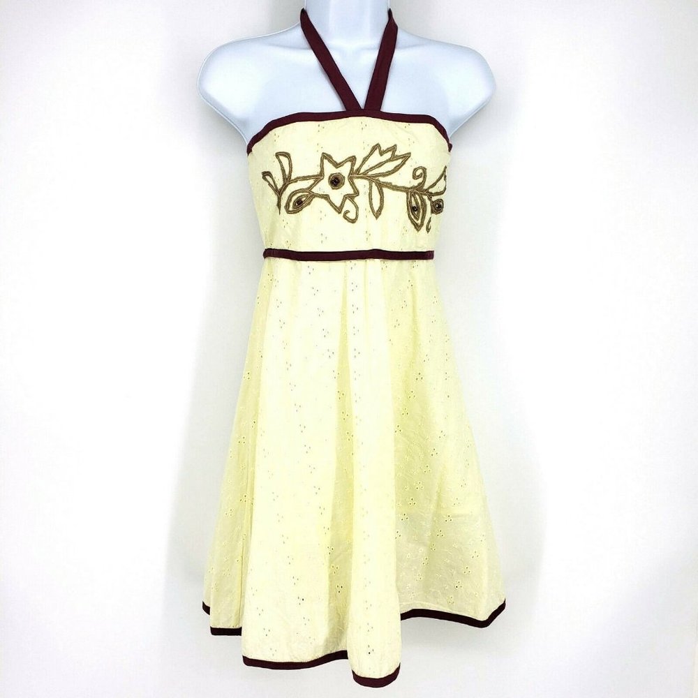 Funky People Halter Neck Embroidered Eyelet Dress